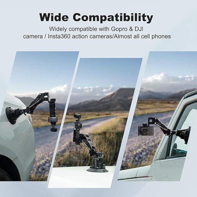 Came-TV Camera Suction Mount Suction, Pocket 3, Cup Camera Mount, 1/4" Mounting - Image 7