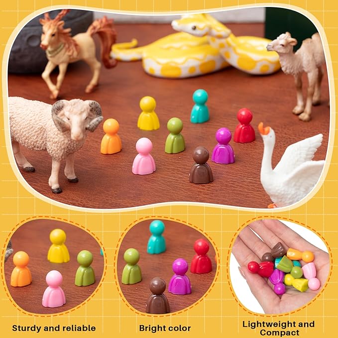 Liliful 200 Pcs Board Game Pieces Plastic Multi-Color Pawns Ideal Game Tokens - Image 3