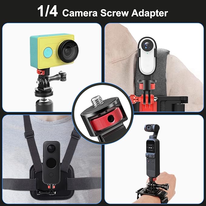 2 Pieces Camera Tripod Mount for Gopro Adapter 360°Adjustable Aluminum Alloy - Image 3