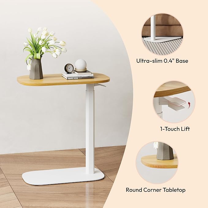 SANODESK Adjustable Overbed Bedside Table Pneumatic Adjustable Height Laptop - Image 7