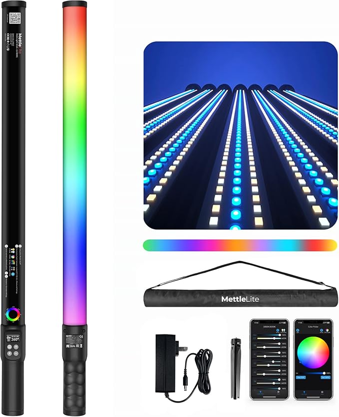 Mettlelite LS800C RGB Light Stick and Mettlelite SPL210C LED Video Light Full - Image 2
