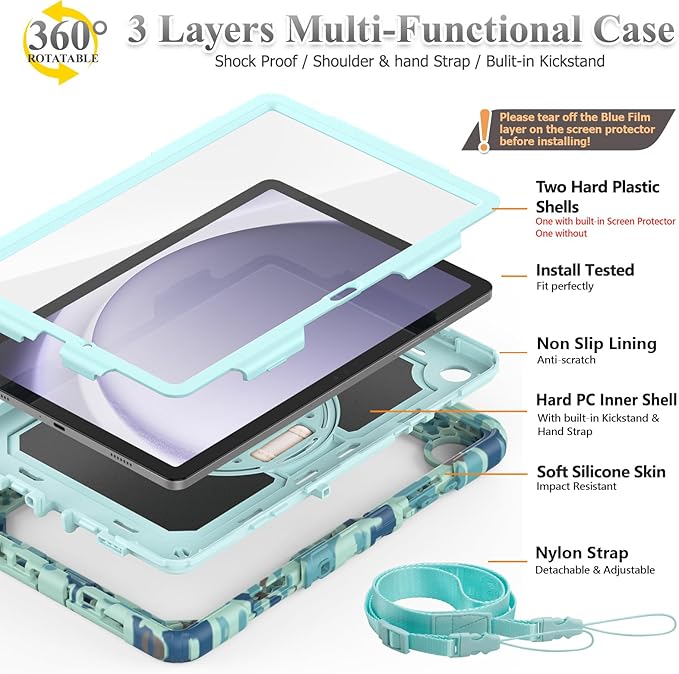 SEYMAC stock Case for Samsung Galaxy Tab A9+ Plus 11'', Full-Body Drop - Image 7