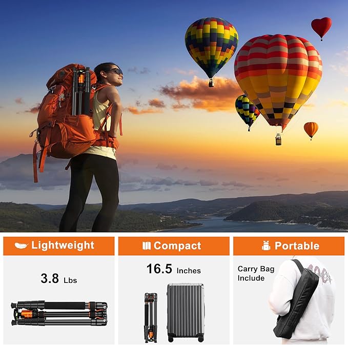 JOILCAN Tripod for Camera, Heavy Duty Travel Tripod for Binoculars Spotting - Image 7