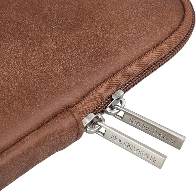 RAINYEAR 16 Inch Laptop Sleeve PU Suede Leather Case Protective Padded Zipper - Image 5