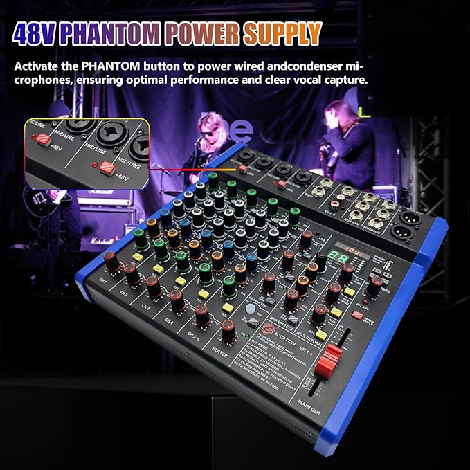 EXOTON Professional Audio Mixer Console, 6 Channel - Image 3