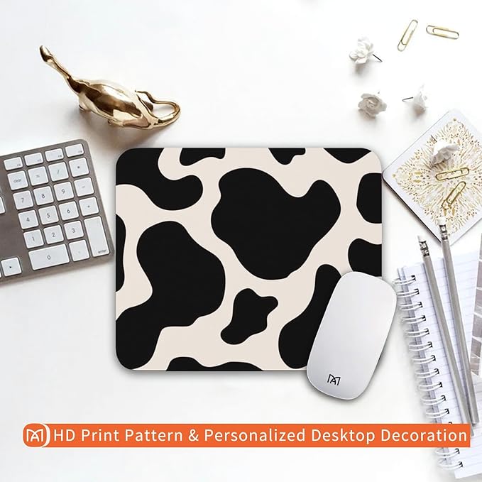 Square Mouse Pad Black Cow Print, Personalized Premium-Textured Custom Mouse - Image 6