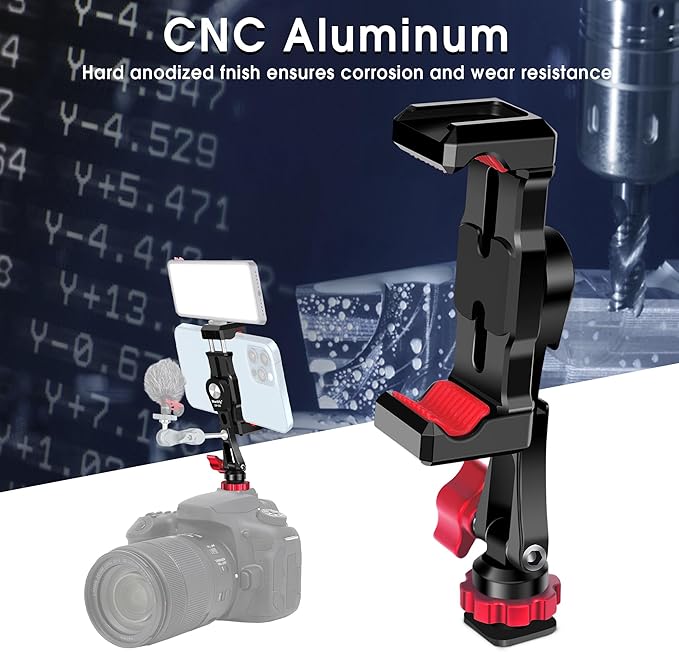 Manbily Phone Tripod Mount, Metal Smartphone Mount Adapter Camera Hot Shoe Mount - Image 4