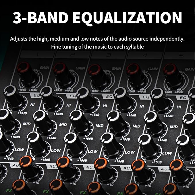 Depusheng MX8 8 Channel Sound Mixer Audio Mixing Console 48V 256DSP - Image 8