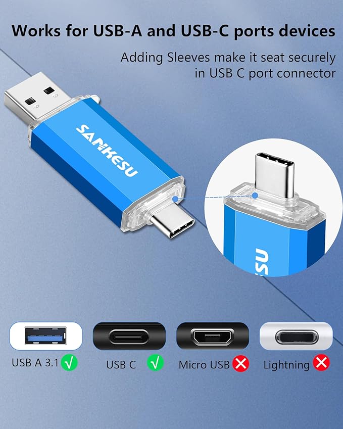 32GB 3 Pack 2-in-1 USB C Flash Drive Type-A+Type-C 3.1 Dual Drive OTG, Speed Up - Image 3