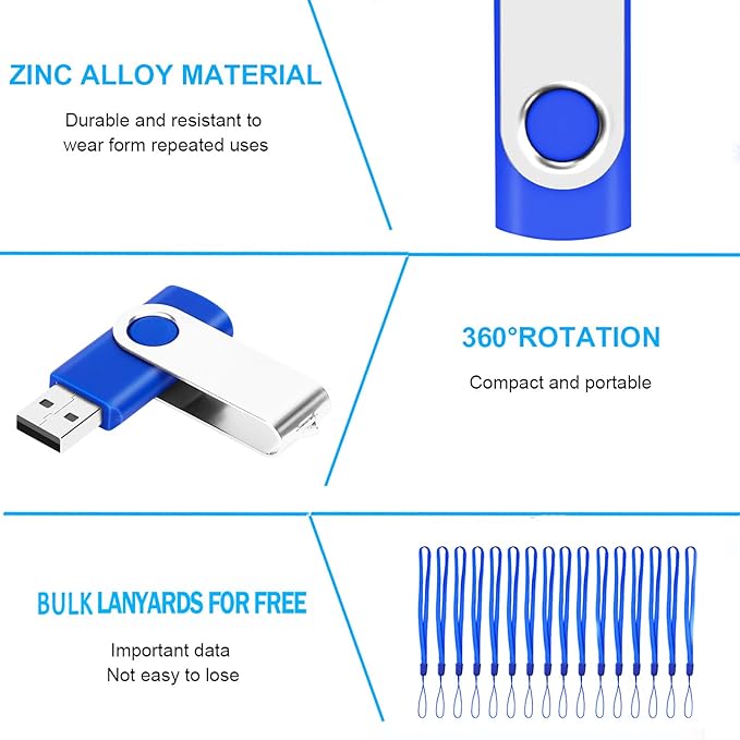 USB 1GB Bulk Flash Drives 20 Pack, EASTBULL USB 2.0 Swivel Thumb Drives Gig - Image 3