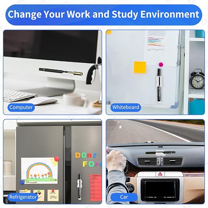 12PCS Pen Holder for Desk, Upgraded Adhesive Pen Pencil Holder for Desk Wall - Image 6