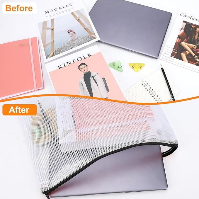 20pcs Plastic Mesh Zipper Pouch Bags, A3 17x12 Inches Extra Large Zipper Bags - Image 5