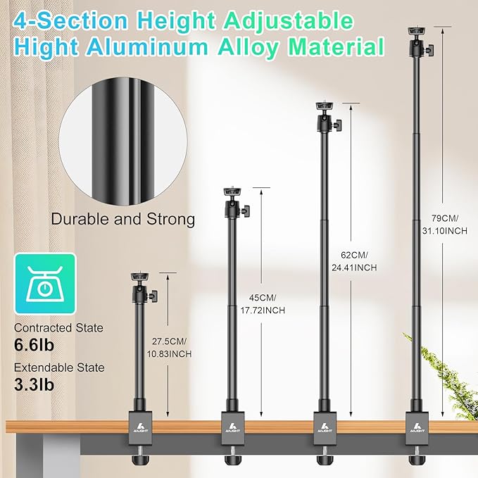 ailight Webcam Stand for Desk, Adjustable Camera Desk Stand Webcam Mount for - Image 4