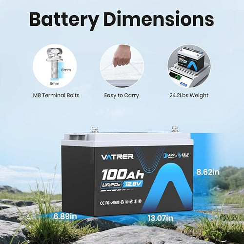 12V 100AH Bluetooth LiFePO4 Lithium Battery - Image 2