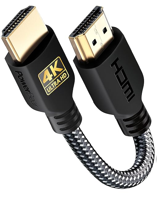 PowerBear 4K HDMI Cable 0.5 ft | High Speed, Braided Nylon & Gold Connectors by PowerBear