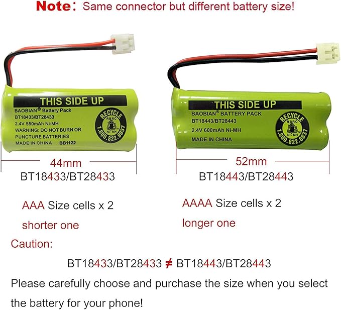 BT18433 BT28433 Cordless Phone Battery Compatible - Image 4