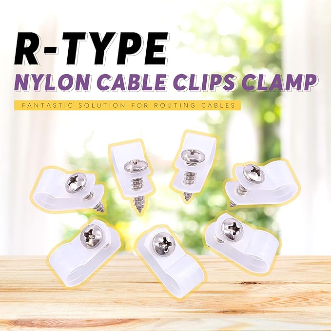 Swpeet 120 Pack White 5/16 Inch Nylon Plastic R-Type Cable Clips Clamp Kit - Image 4