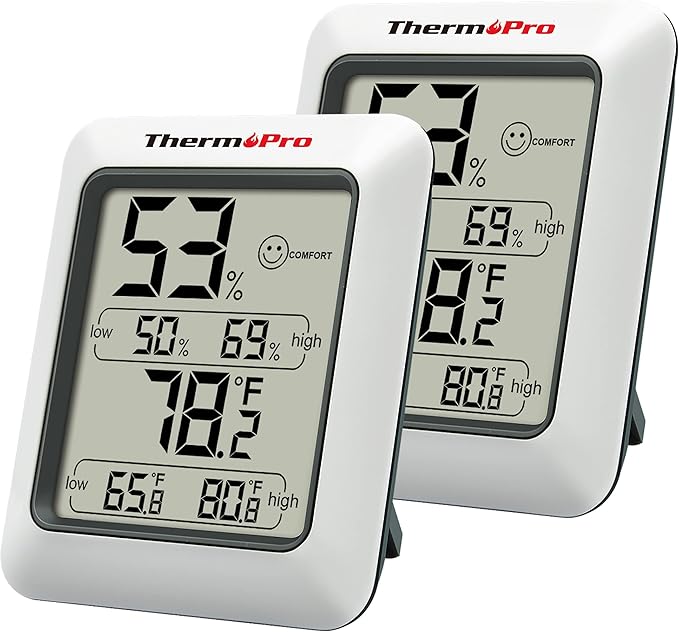 ThermoPro TP50 2 Pieces Digital Hygrometer Indoor Thermometer Room Thermometer by ThermoPro