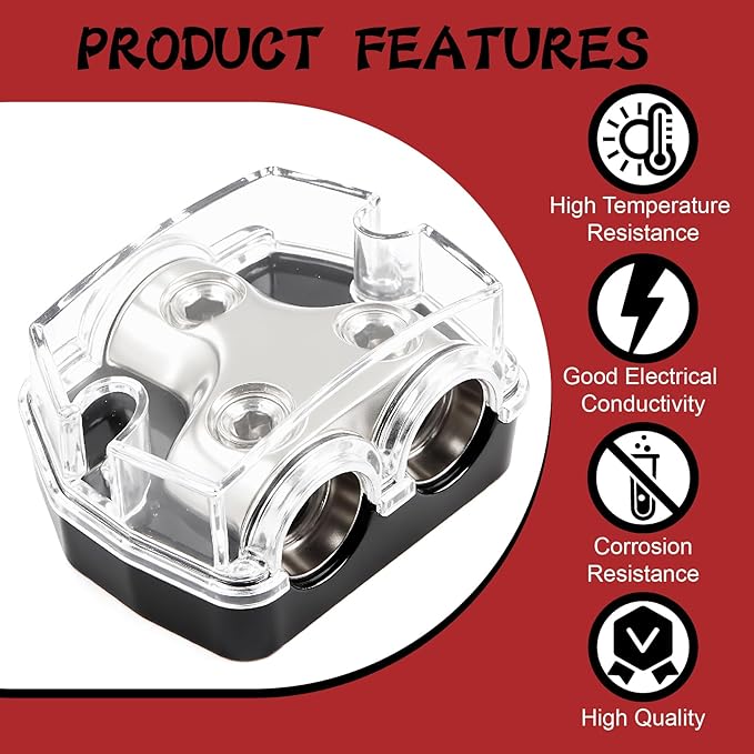 2 Way Power Distribution Block 1x 0 GA in 2X 0 GA Out Circuit Protector - Image 6