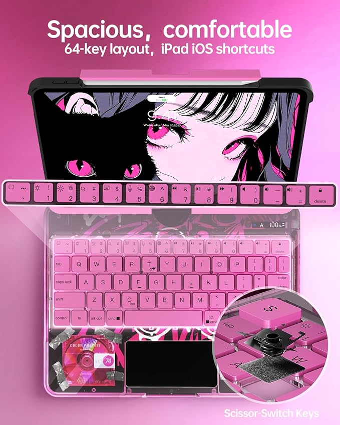 Intermerge Clear Keyboard Case for iPad Pro 13" 2024 Only, 360° Swivel - Image 8