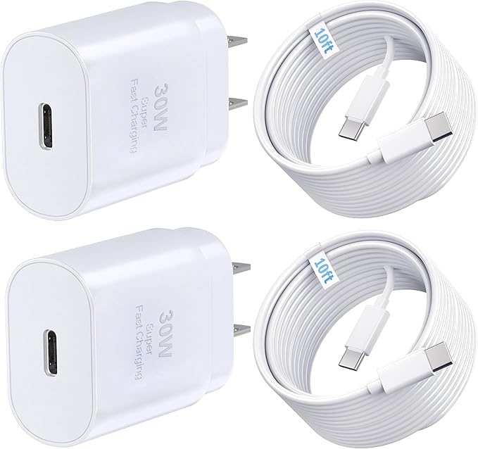 Phone 15 16 Charger, 30W Super Fast Charging, USB C Block Type C Cable Cord 10ft by TTC