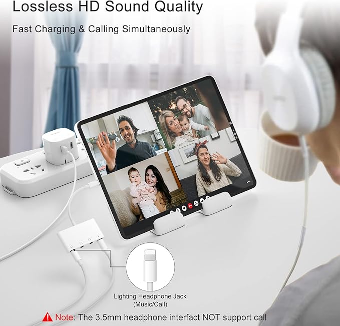 4 in 1 Headphone Splitter, iPhone Headphone Adapter + Dual 3.5mm Headphone Jack - Image 4