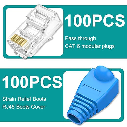 100-Pack Cat 6 Pass Through RJ45 Connectors - Image 2