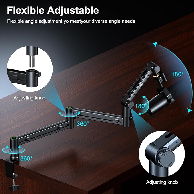 Microphone Arm, Aokeo AK-58i Desk Low Profile Mic Boom Arm Stand, Suitable - Image 3