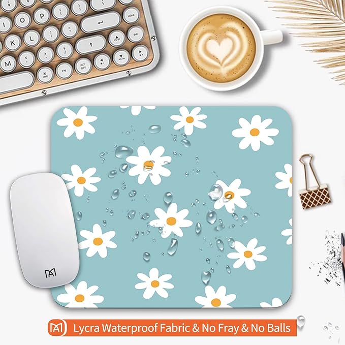Square Mouse Pad Little Daisy, Personalized Premium-Textured Custom Mouse Mat - Image 3