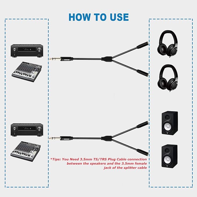 HOSONGIN 1/4 inch TRS to Dual 3.5mm Female Y Cable, Compatible - Image 5