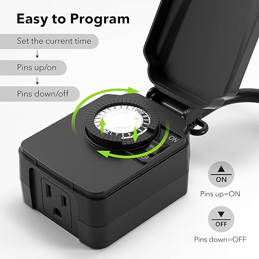 BN-LINK 24-Hour Mechanical Outdoor Light Timer, Waterproof, Heavy Duty - Image 4