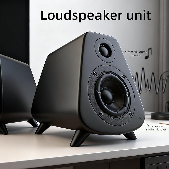 AS31 Active Bookshelf Speakers – 80W RMS 2-Way Stereo / 3″ Long-Stroke Woofer & - Image 3