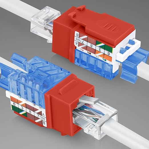 Everest 45° Angled RJ45 Cat5e Keystone Jacks 10-Pack in Orange - Image 8