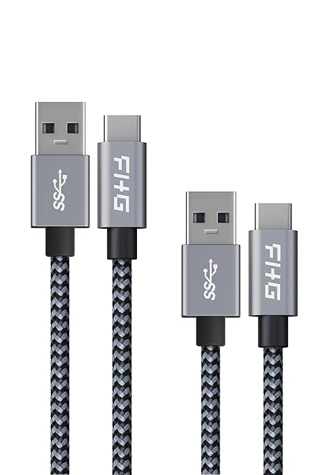 FHG 6FT 3.3FT USB 3.0 to USB C Cable 2Pack, High-Speed Transfer of 1GB in 2sec by FHG