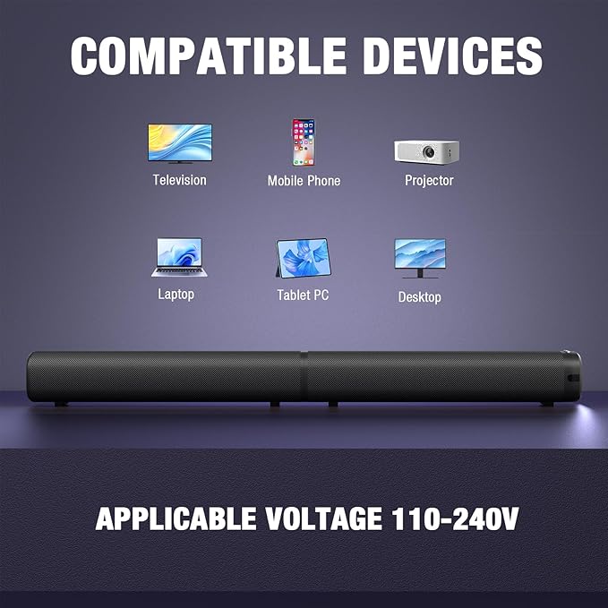 Sound Bar, 100W Sound Bar for Smart TV, 2 in 1 Detachable Home Speaker Bass - Image 5