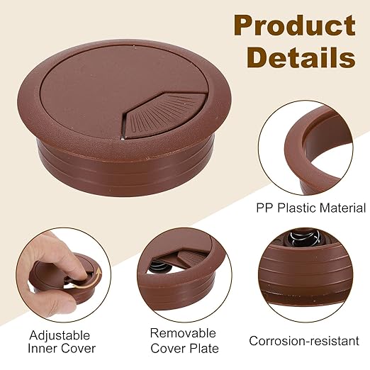 uxcell 5 Pcs 50mm Desk Grommet, Plastic Cable Hole Cover, Wire Cord Cable - Image 3