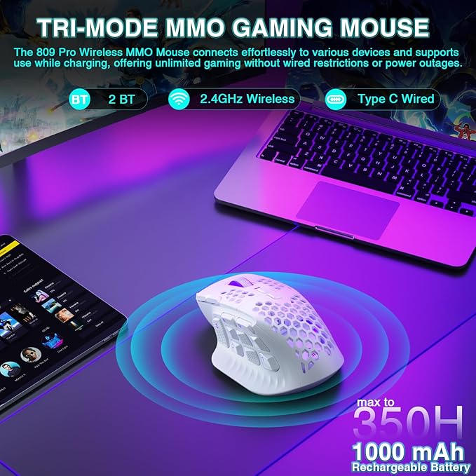 SM809 Pro Wireless MMO Gaming Mouse - Image 3
