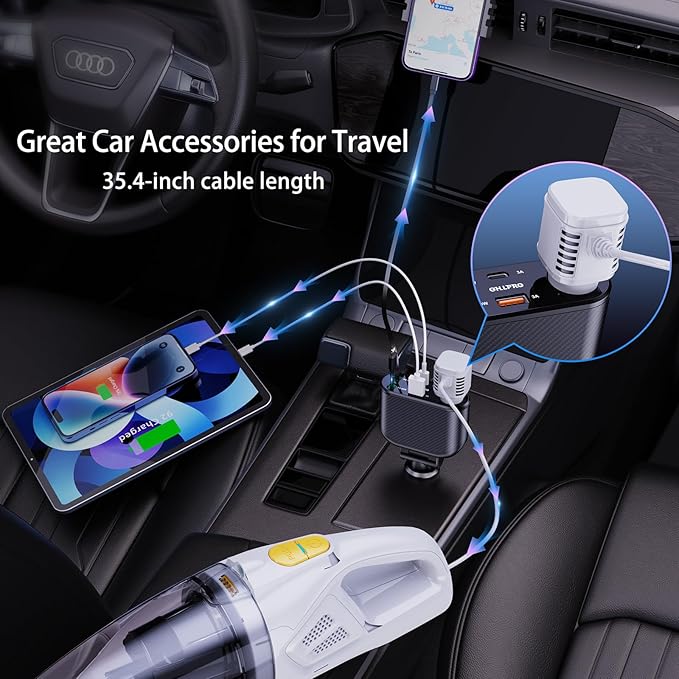 OHLPRO Retractable Car Charger Cigarette Lighter Adapter, 168W 5 in 1 Fast - Image 7