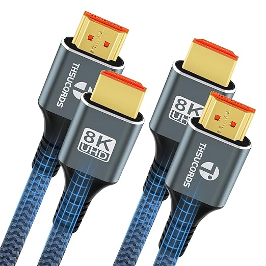8K 4K HDMI Cable 3.3FT 2 Pack, High Speed Braided HDMI to HDMI 2.1 Cord by Thsucords
