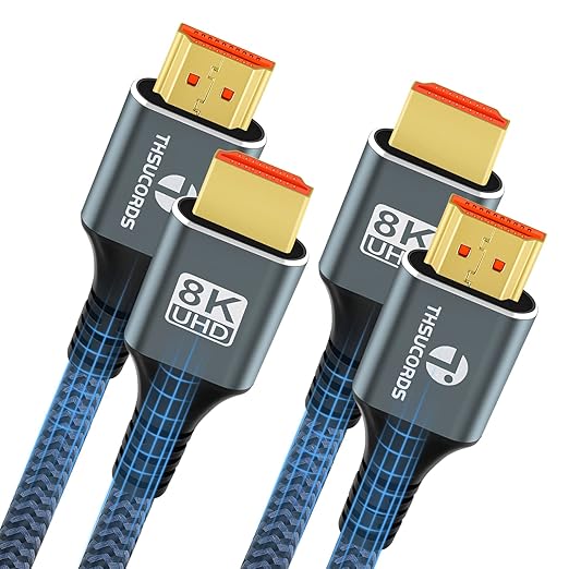 8K 4K HDMI Cable 1.6FT 2 Pack, High Speed Braided HDMI to HDMI 2.1 Cord by Thsucords