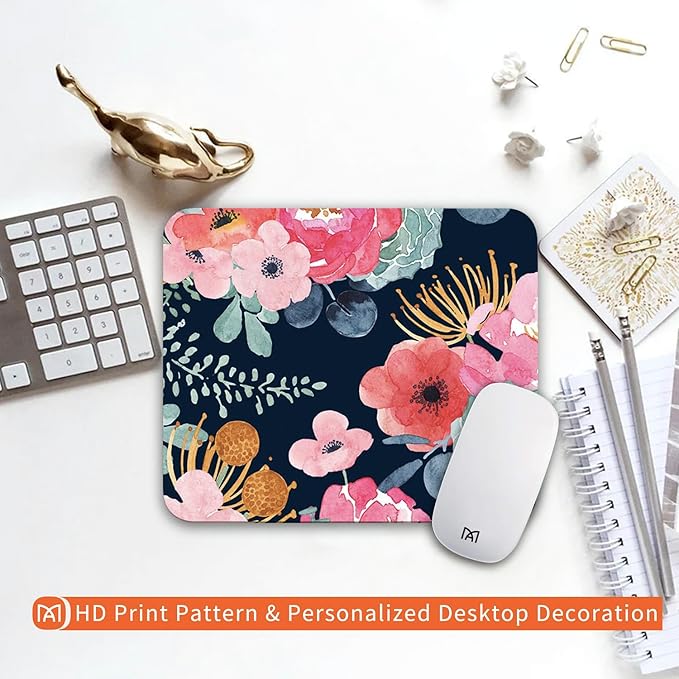 Square Mouse Pad Pink Flower, Personalized Premium-Textured Custom Mouse Mat - Image 6