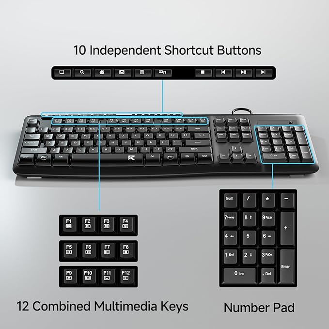 Redragon BK7366 Wired Keyboard, Silent Keyboard - Image 2