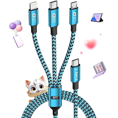 100W USB C Multi Charging Cable, 3 in 1 USB C Cable Fast Charging by Jogrytece