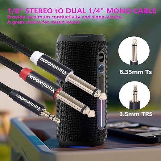 3.5mm to Dual 1/4 Adapter 1/8 to 6.35mm TS Mono Audio Cable Stereo Breakout - Image 3