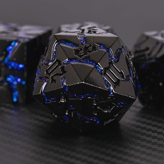 DND Crack Stripe Dice, Metallic Glitter Dice Set - Image 2
