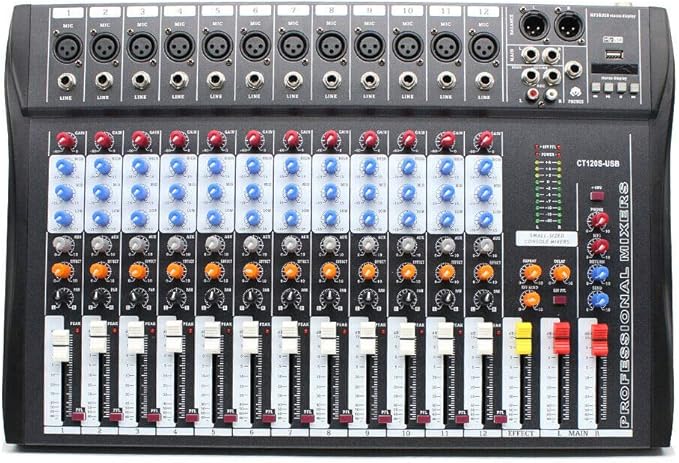 12 Channel Audio Mixer, DJ Soundboard Sound Mixer Console by DNYSYSJ