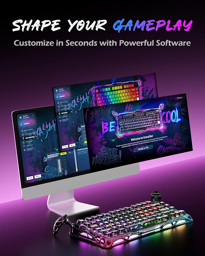 GravaStar Mercury V75 Pro 75% Hall Effect Magnetic Switch Gaming Keyboard-Neon - Image 8