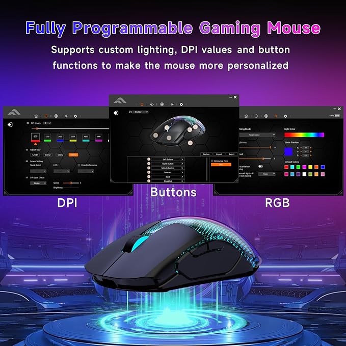 FFJ Master02 Wireless Gaming Mouse, 12000 DPI, Tri-Mode 2.4G/USB-C/Bluetooth - Image 4
