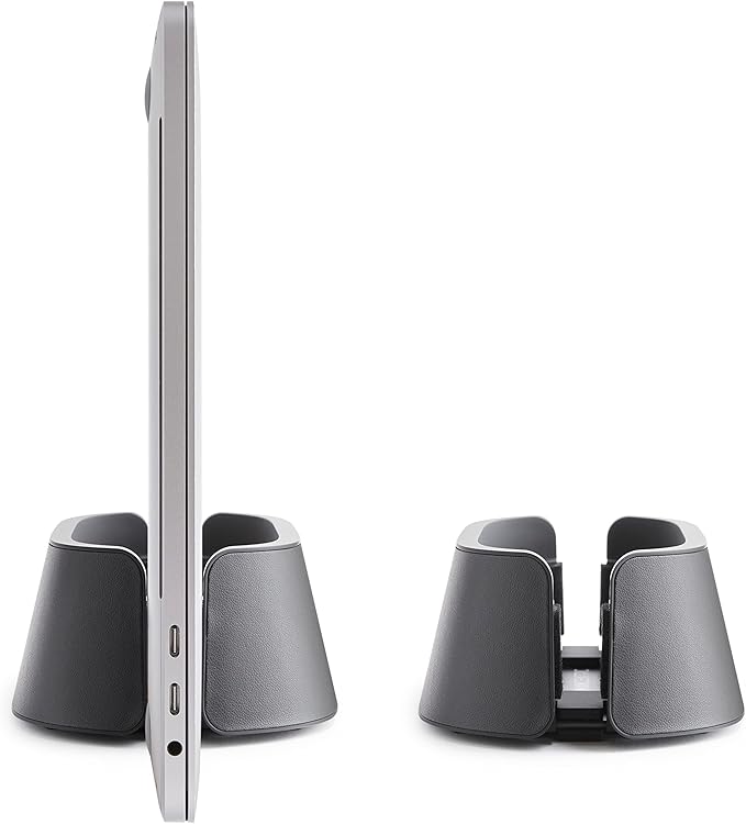 HumanCentric Vertical Laptop Stand in Vegan Black Leather, Upright Adjustable - Image 7