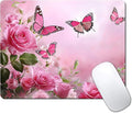 Cute Butterfly Pink Rose Flower Custom Mouse Pad by IMAYONDIA